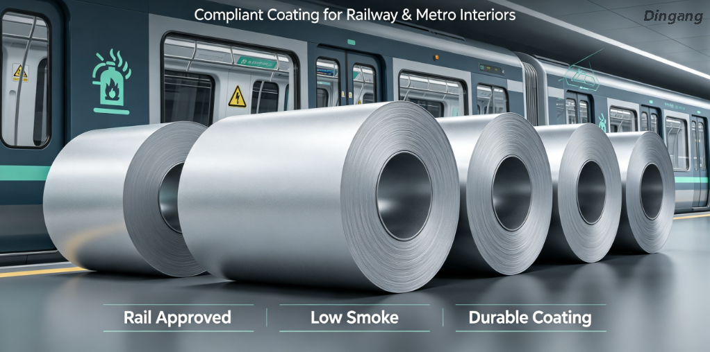 Feuersichere, vorlackierte Aluminiumspule in Transitqualit&auml;t | Konforme Beschichtung f&uuml;r Innenr&auml;ume von Eisenbahnen und U-Bahnen
