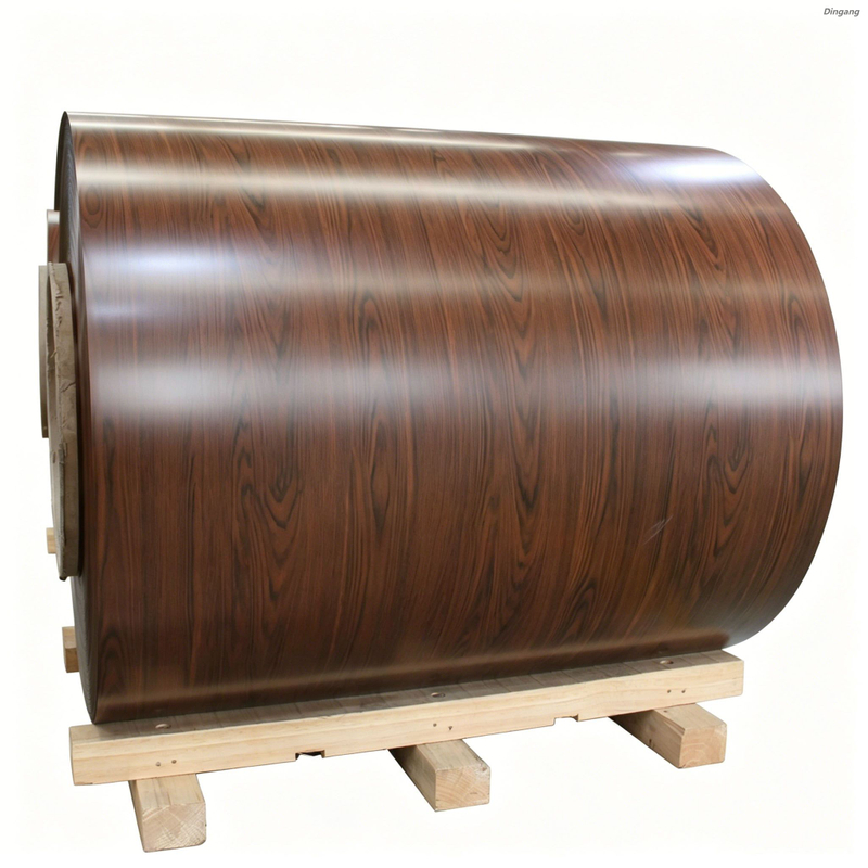 PE met houtnerf kleur gecoate aluminium spoel PVDF voorgelakt aluminium rol voor gevelbekleding en dakbedekking in de bouw