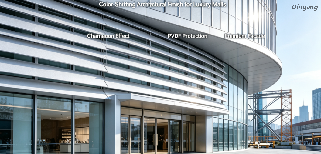  Effet cam&eacute;l&eacute;on PVDF Enduit Bobine d’aluminium | Finition architecturale aux couleurs changeantes pour les centres commerciaux de luxe 