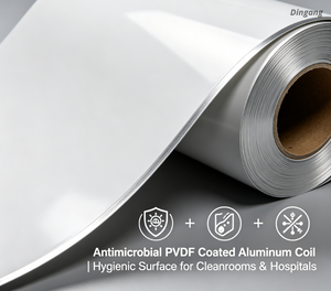 Aluminiowa cewka pokryta antybakteryjnym PVDF | Higieniczna powierzchnia do pomieszczeń czystych i szpitali
