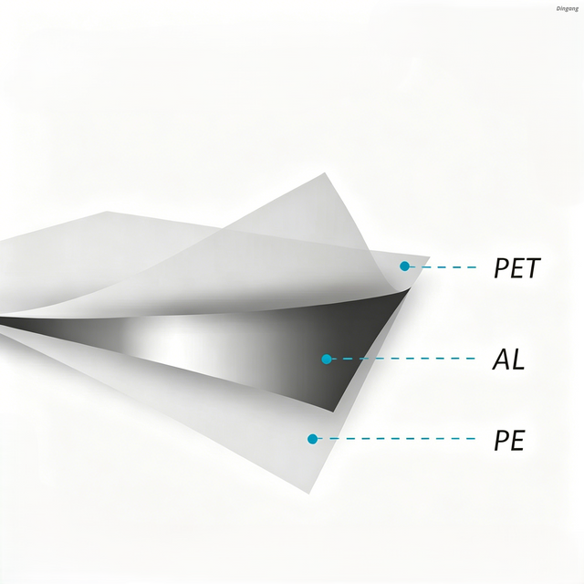 Film composite aluminium-plastique &agrave; 3 couches pour emballages flexibles et applications industrielles