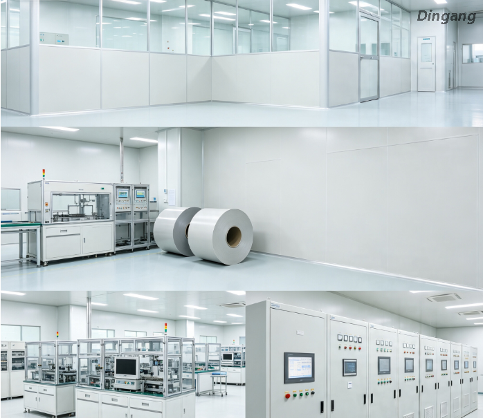 Antistatična funkcionalna aluminijasta tuljava s prevleko iz PE, aluminijasta zvitka s predhodno prevleko brez prahu za predelno steno čistih prostorov in ohišje elektronske opreme